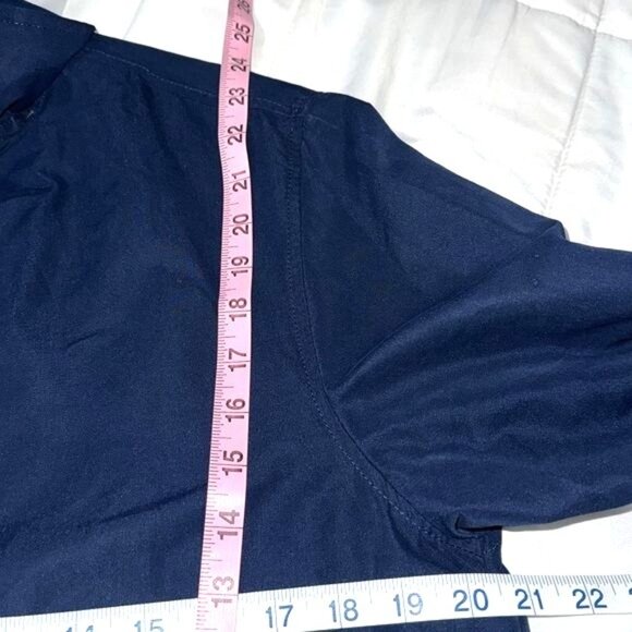 Mens Navy Blue Stitch Lightweight Polyester Jacket With Button Cuffs & Zipper Fr - Picture 7 of 7